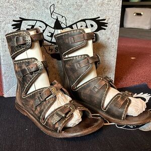 Freebird by Steven Cleopatra Black Distressed Sandal